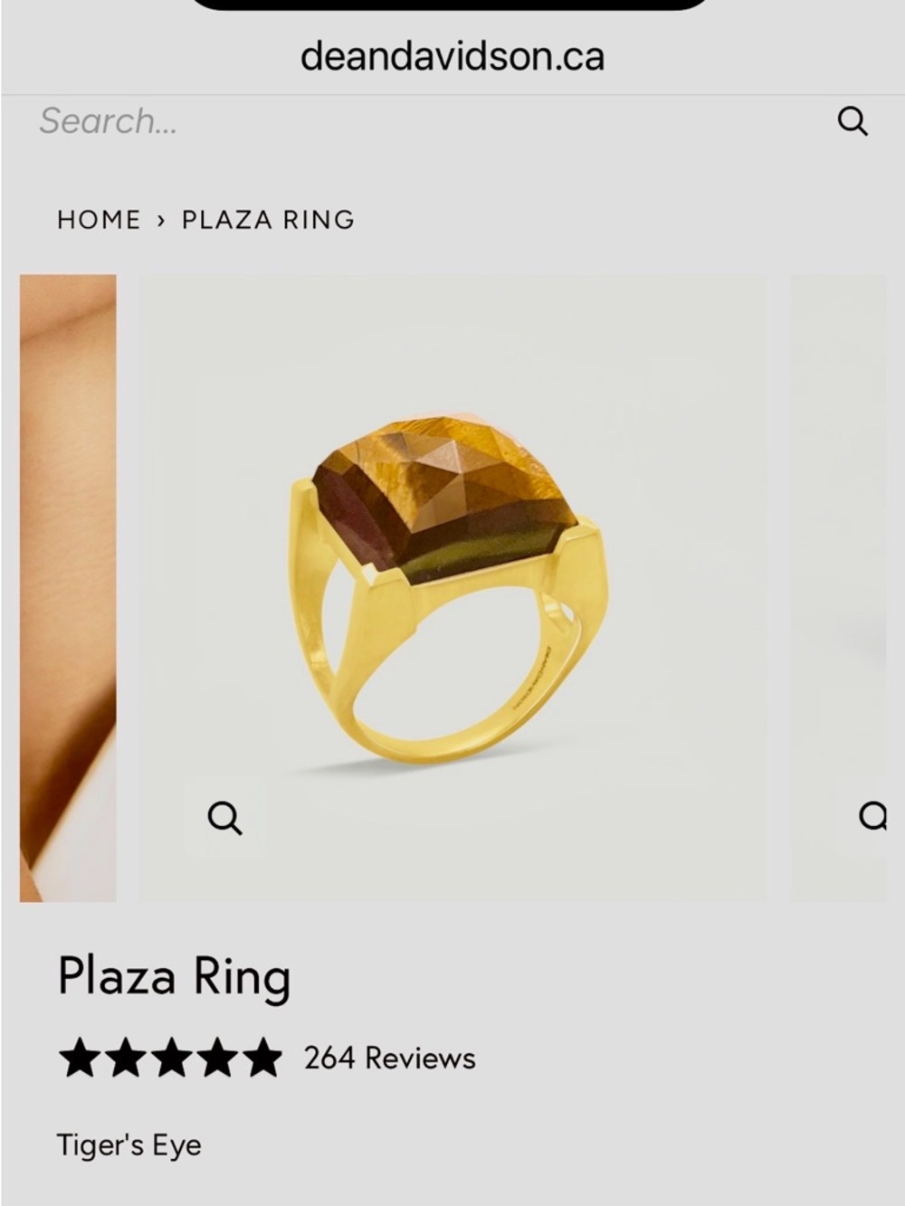 Dean Davidson Plaza Ring in Tiger's Eye Gold